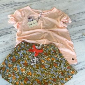 Matilda Jane Work It Out Tee, Fun Festival Ruffle Shorts, size 12 NWT